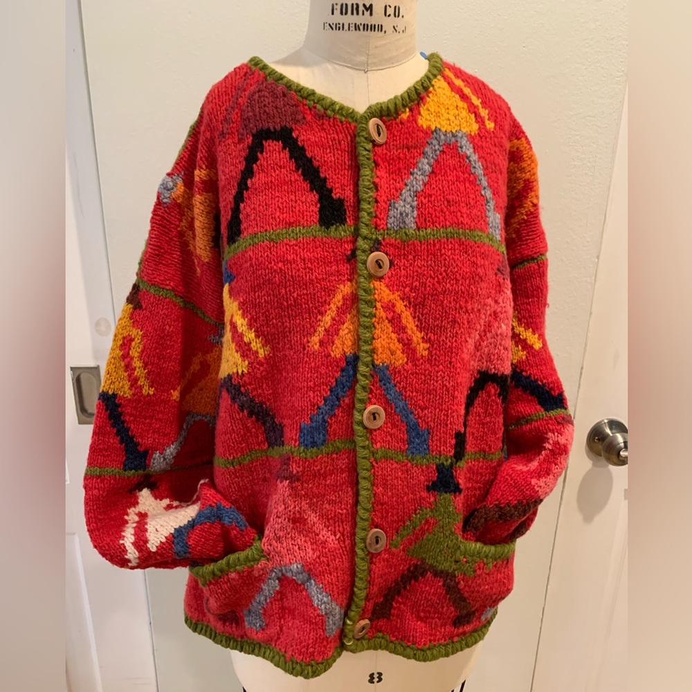Colorful Geometric Patterned Cardigan